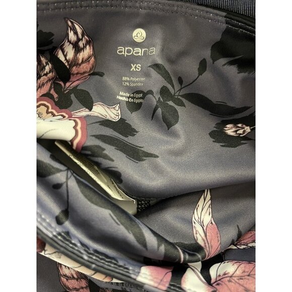 Apana XS NWt Floral Activewear Leggings Gray Yoga Gym Extended Waistband Cropped - Picture 9 of 10